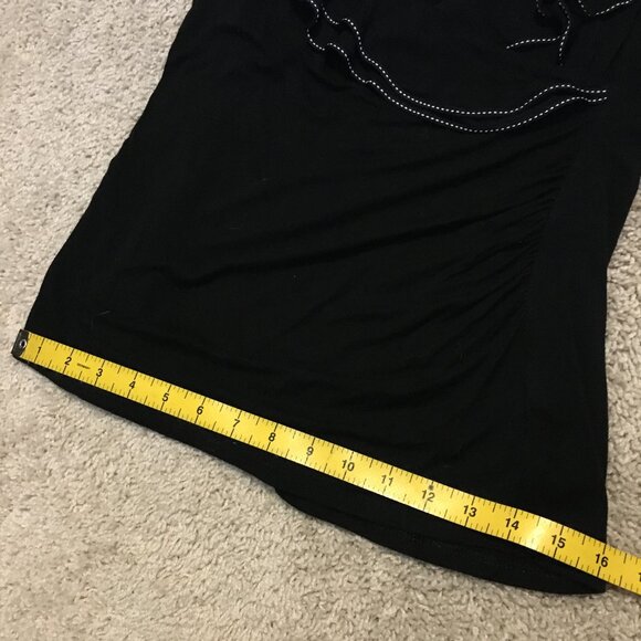 Black Ruffled Collar & Stitchwork Whimsigoth Wrap Tank Top - Picture 14 of 16